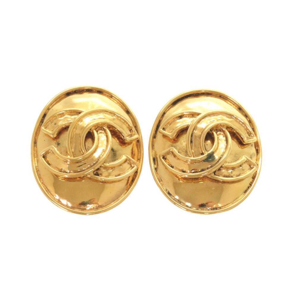 CHANEL Vintage Gold Logo Earrings